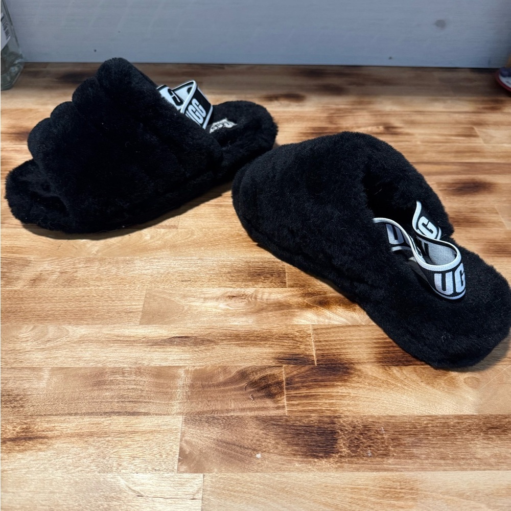 UGG Fluff Yeah Slide Sandal~Black~Size 7 - Picture 4 of 6